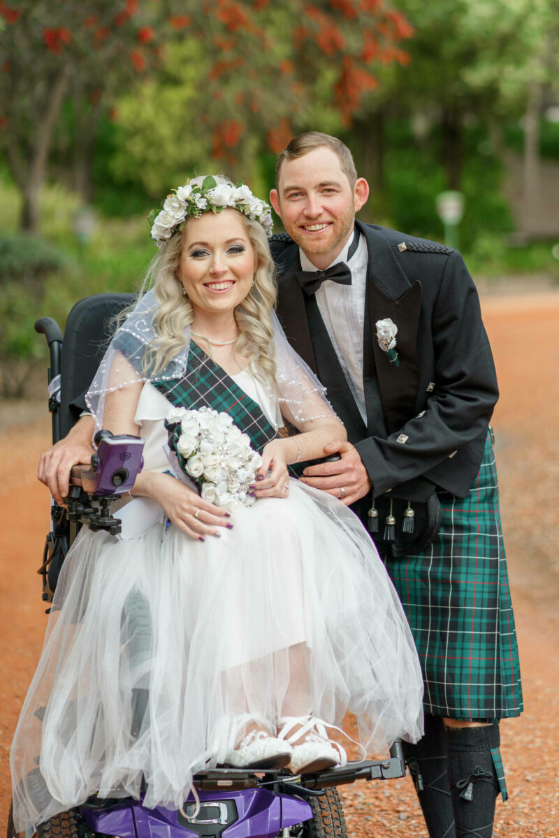 Natalie and Cameron on their wedding day